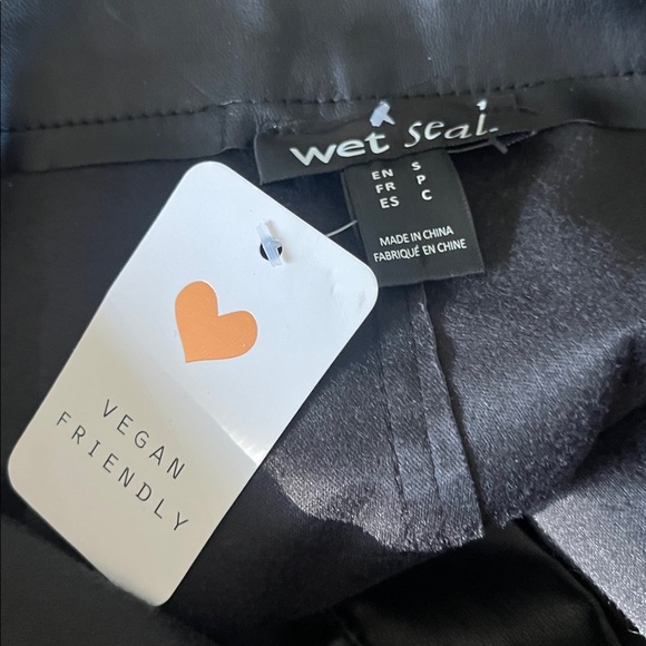 NWT Wet Seal Leather Trousers Pants Leggings Black Small - Picture 2 of 4